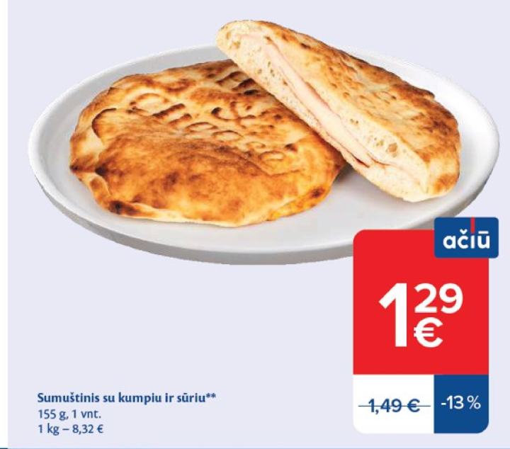 Sumuštinis su kumpiu ir sūriu, 155 g