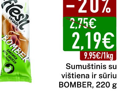 Sumuštinis su vištiena ir sūriu BOMBER, 220 g