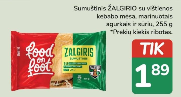 Sumuštinis ŽALGIRIO su vištienos kebabo mėsa, 255 g