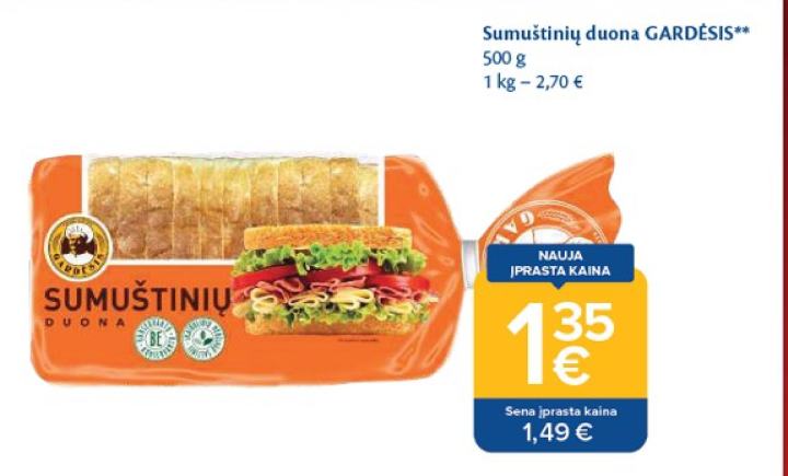 Sumuštinių duona GARDĖSIS, 500 g
