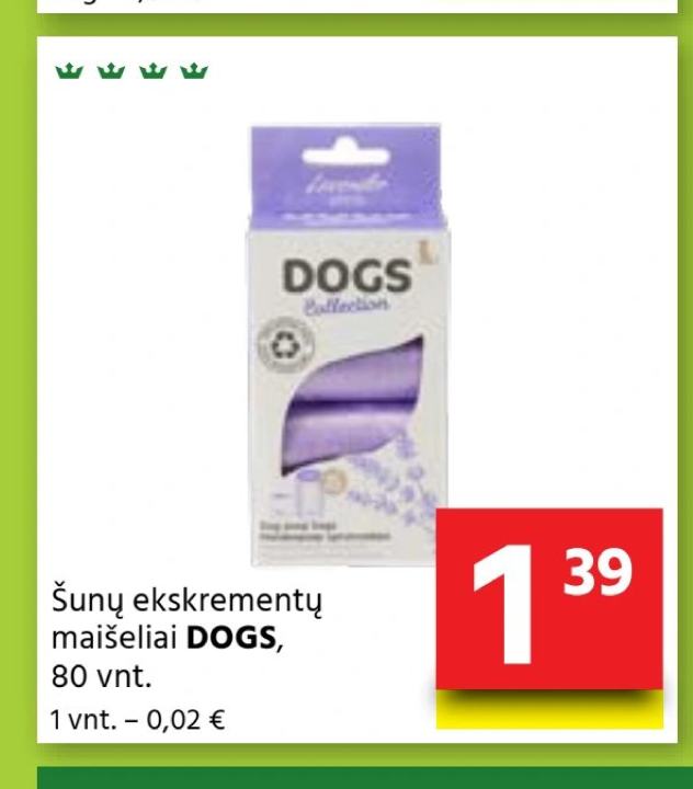 Šunų ekskrementų maišeliai DOGS, 80 vnt