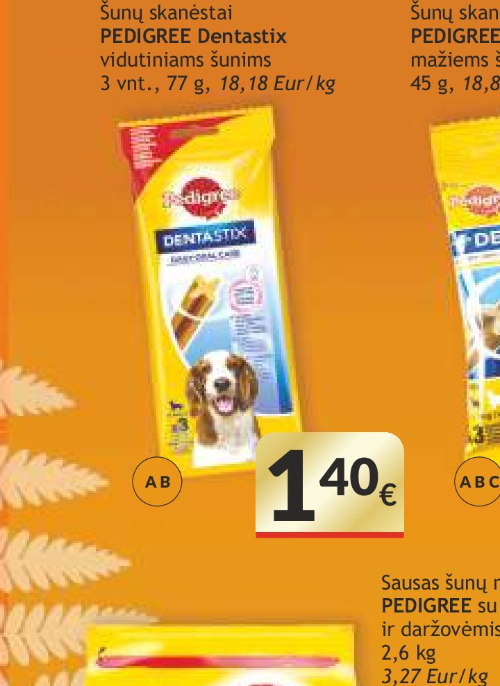 Šunų skanėstai PEDIGREE Dentastix vidutiniams šunims, 3 vnt