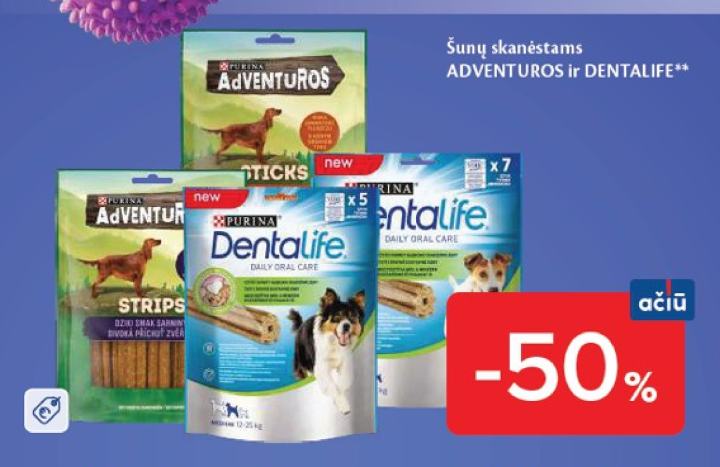 Šunų skanėstams ADVENTUROS ir DENTALIFE