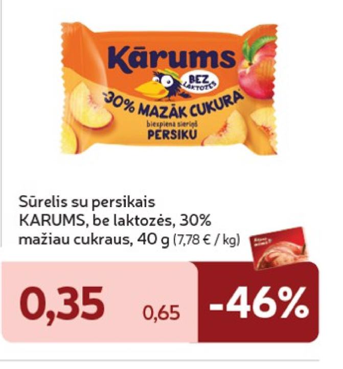Sūrelis su persikais KĀRUMS, 40 g