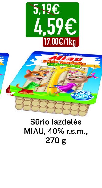 Sūrio lazdelės MIAU, 270 g