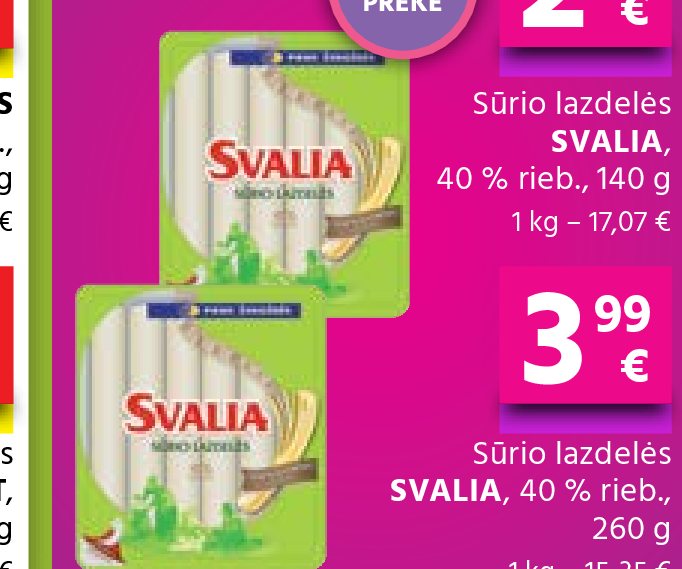 Sūrio lazdelės SVALIA, 260 g