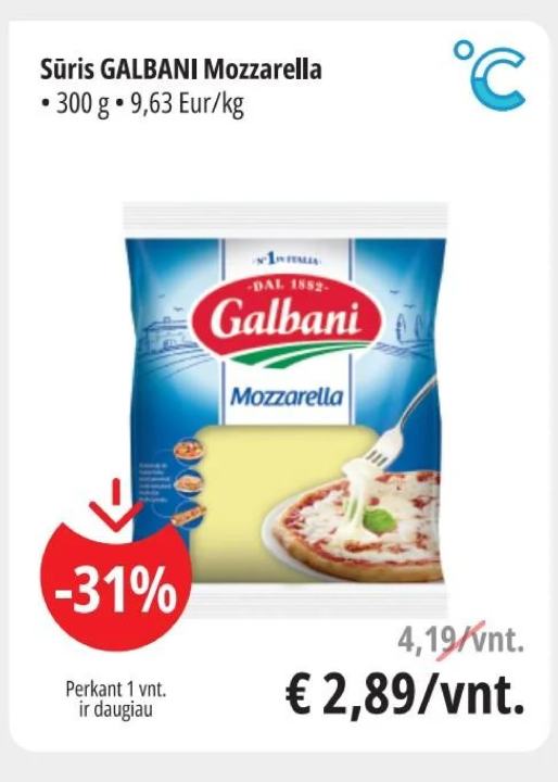 Sūris GALBANI Mozzarella, 300 g