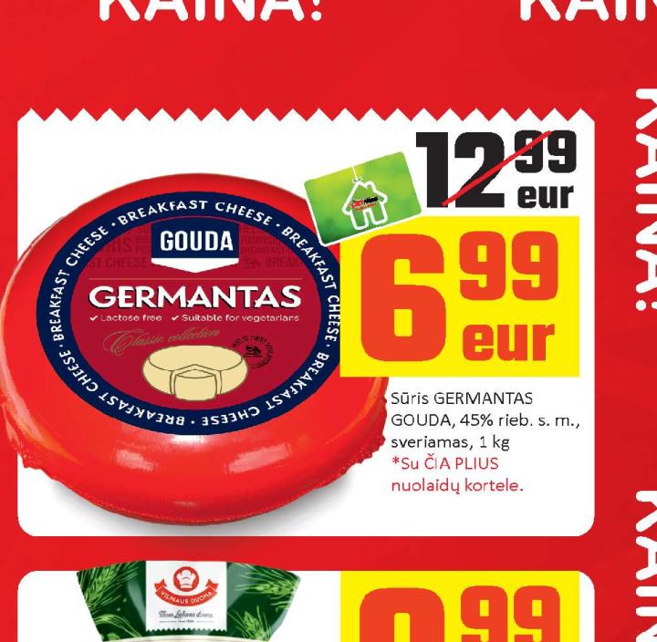 Sūris GERMANTAS GOUDA, 1 kg
