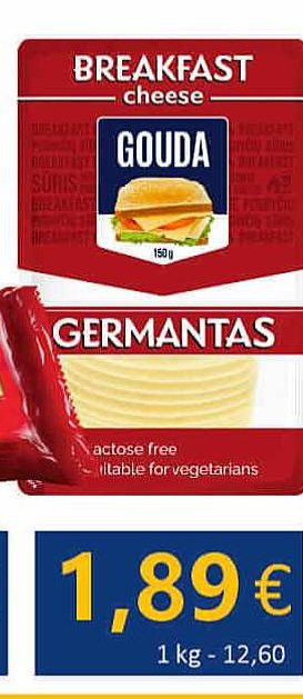 Sūris GERMANTAS GOUDA riekelėmis, 150 g