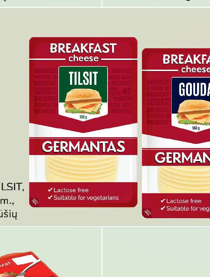 Sūris GERMANTAS TILSIT, GOUDA, 150 g