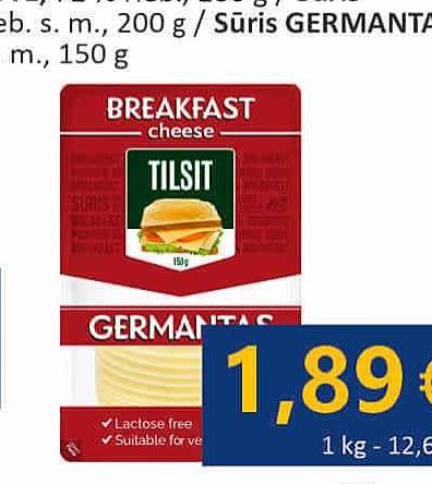 Sūris GERMANTAS TILSIT riekelėmis, 150 g