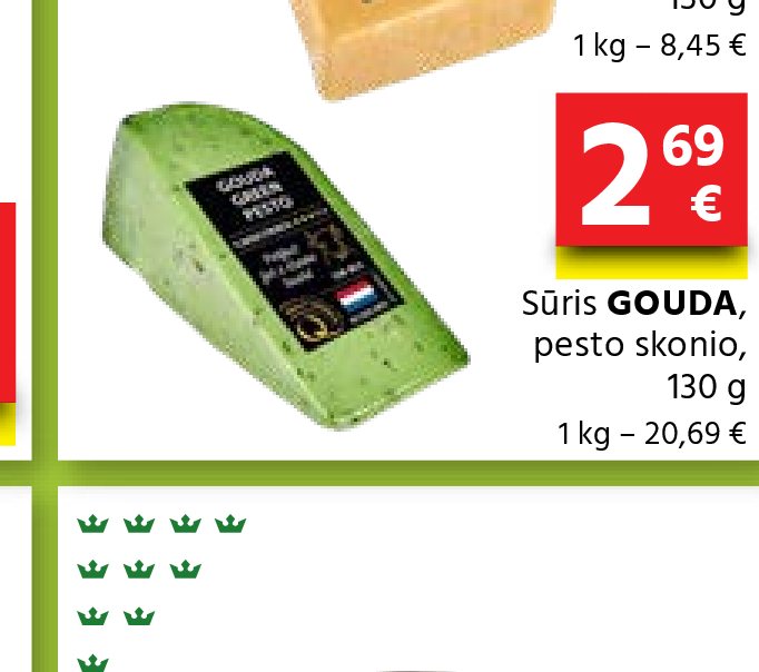 Sūris GOUDA, pesto skonio, 130 g