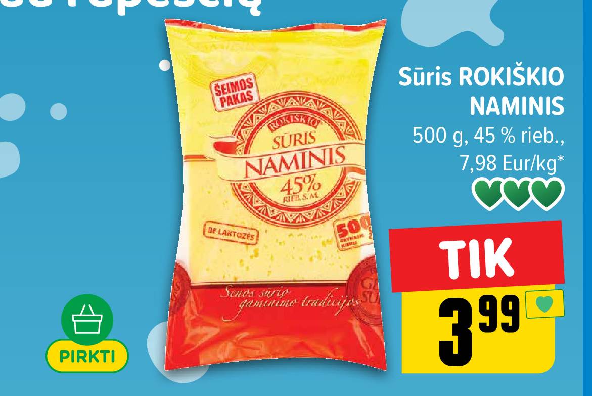 Sūris ROKIŠKIO NAMINIS, 500 g