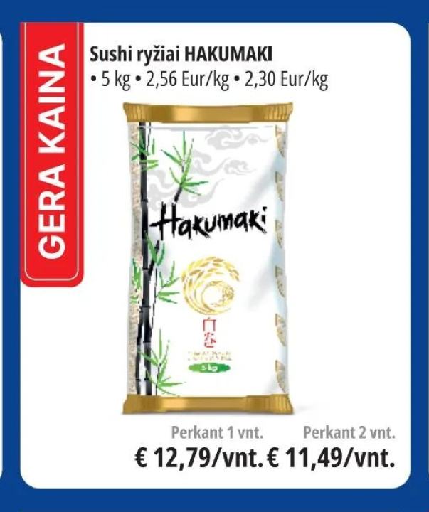 Sushi ryžiai HAKUMAKI, 5 kg
