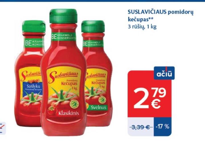 SUSLAVIČIAUS pomidorų kečupas, 1 kg