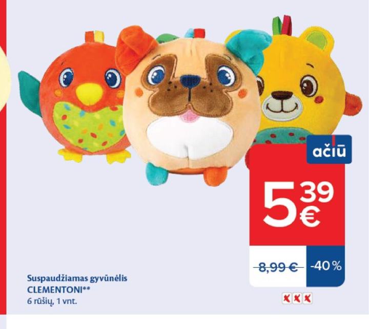 Suspaudžiamas gyvūnėlis CLEMENTONI, 1 vnt