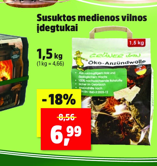 Susuktos medienos vilnos įdegtukai, 1.5 kg