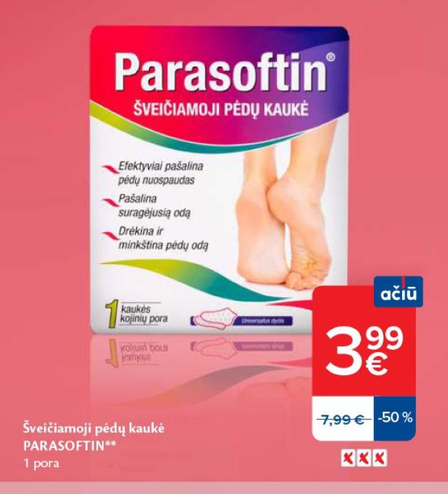 Šveičiamoji pėdų kaukė PARASOFTIN, 1 pora