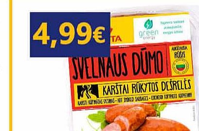 ŠVELNAUS DŪMO karštai rūkytos dešrelės