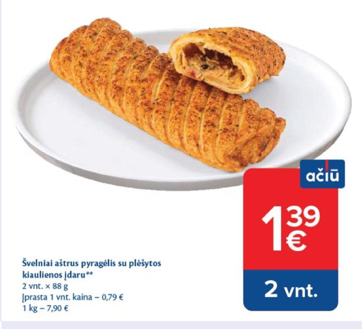 Švelniai aštrus pyragėlis su plėšytos kiaulienos įdaru, 2 vnt