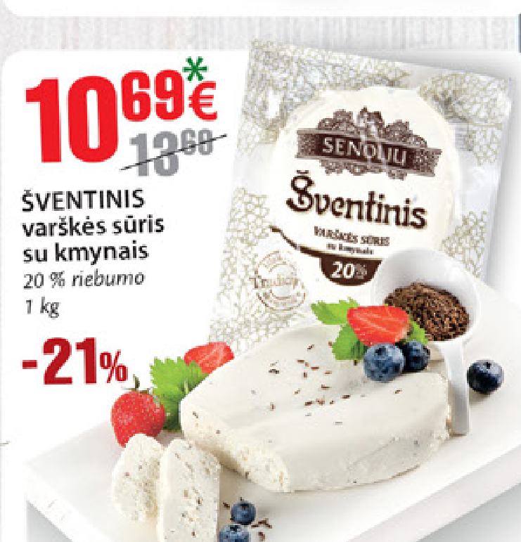 ŠVENTINIS varškės sūris su kmynais, 1 kg