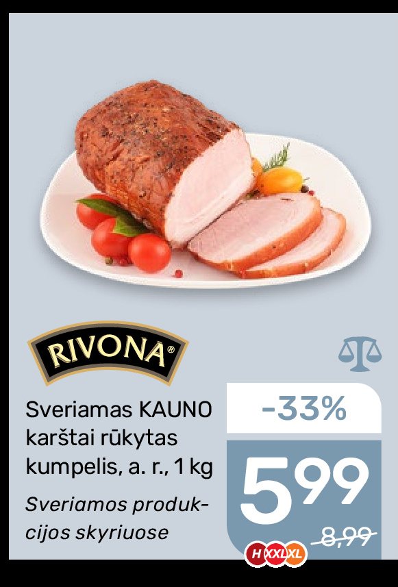 Sveriamas KAUNO karštai rūkytas kumpelis, 1 kg