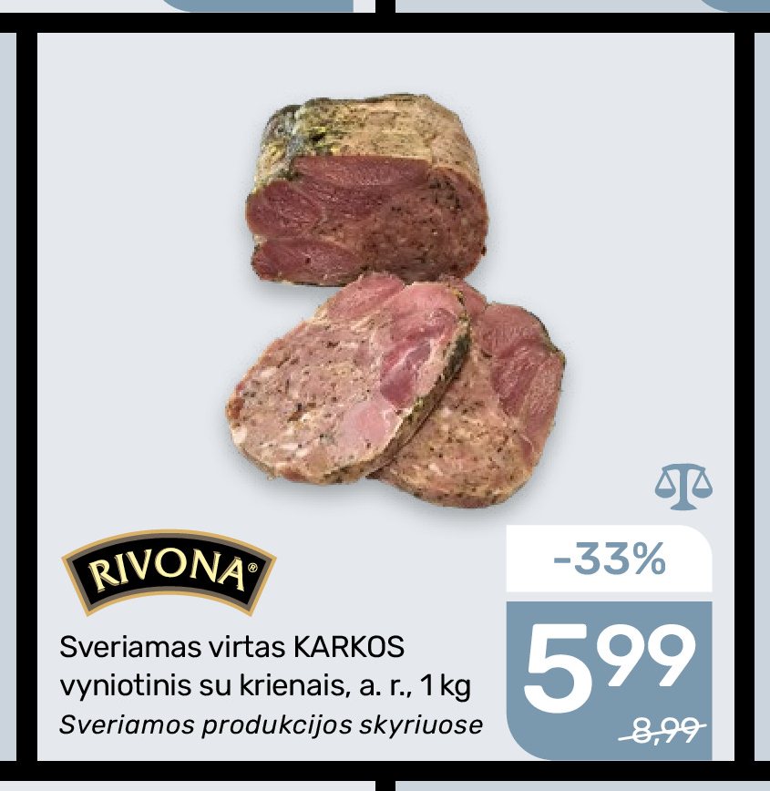 Sveriamas virtas KARKOS vyniotinis su krienais, 1 kg