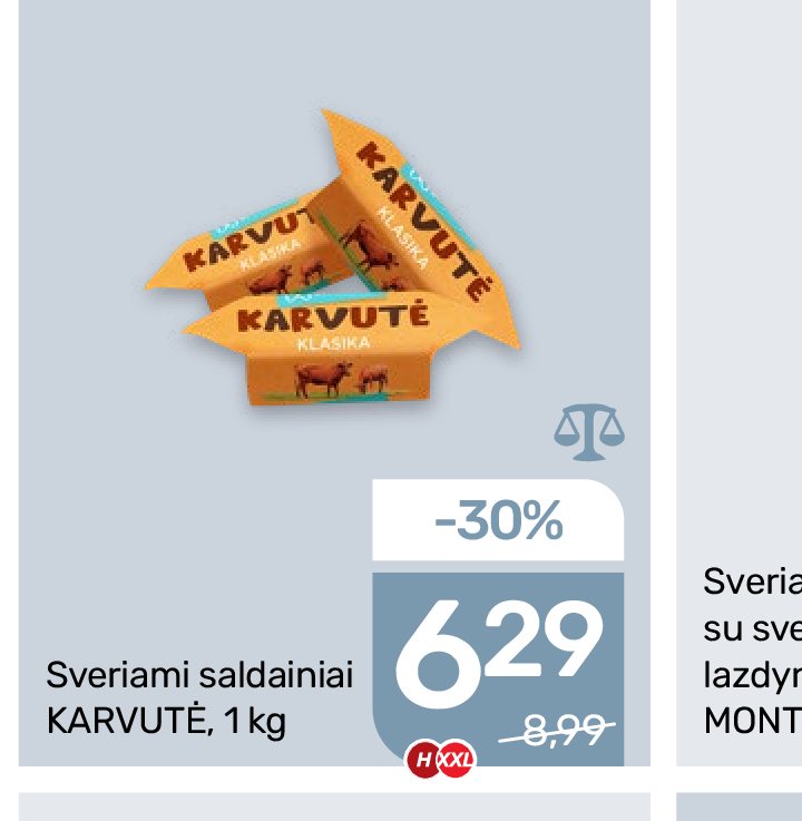 Sveriami saldainiai KARVUTĖ, 1 kg