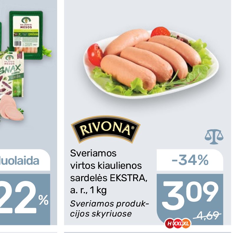 Sveriamos virtos kiaulienos sardelės EKSTRA, 1 kg