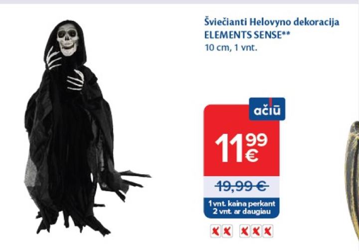 Šviečianti Helovyno dekoracija ELEMENTS SENSE, 10 cm