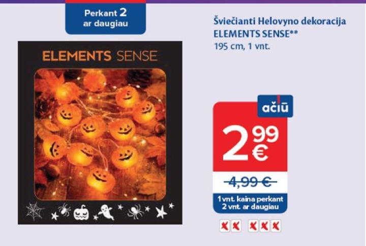 Šviečianti Helovyno dekoracija ELEMENTS SENSE, 195 cm