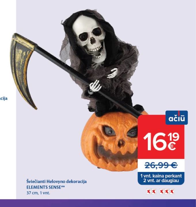 Šviečianti Helovyno dekoracija ELEMENTS SENSE, 37 cm