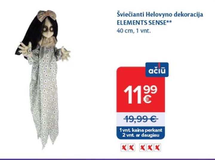 Šviečianti Helovyno dekoracija ELEMENTS SENSE, 40 cm