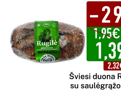 Šviesi duona Rugilė su saulėgrąžomis ir linų sėmenimis, 600 g