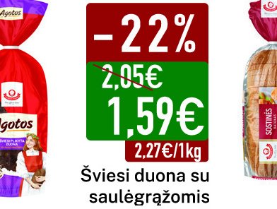 Šviesi duona su saulėgrąžomis Agotos, 700 g