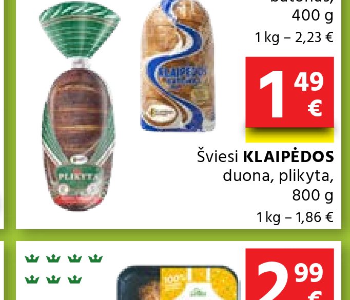 Šviesi KLAIPĖDOS duona, plikyta, 800 g