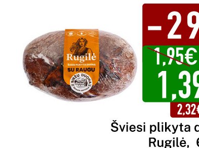 Šviesi plikyta duona Rugilė, 600 g