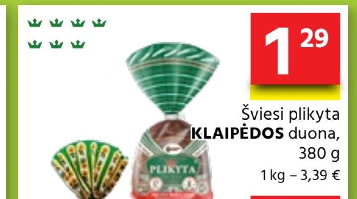 Šviesi plikyta KLAIPĖDOS duona, 380 g
