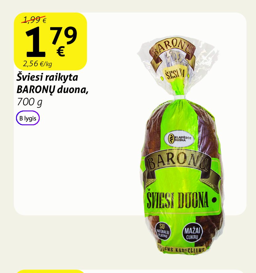 Šviesi raikyta BARONŲ duona, 700 g