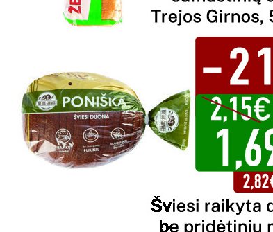 Šviesi raikyta duona be pridėtinių mielių PONIŠKA, 600 g