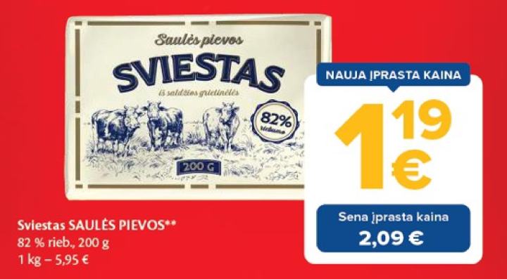 Sviestas SAULĖS PIEVOS, 200 g