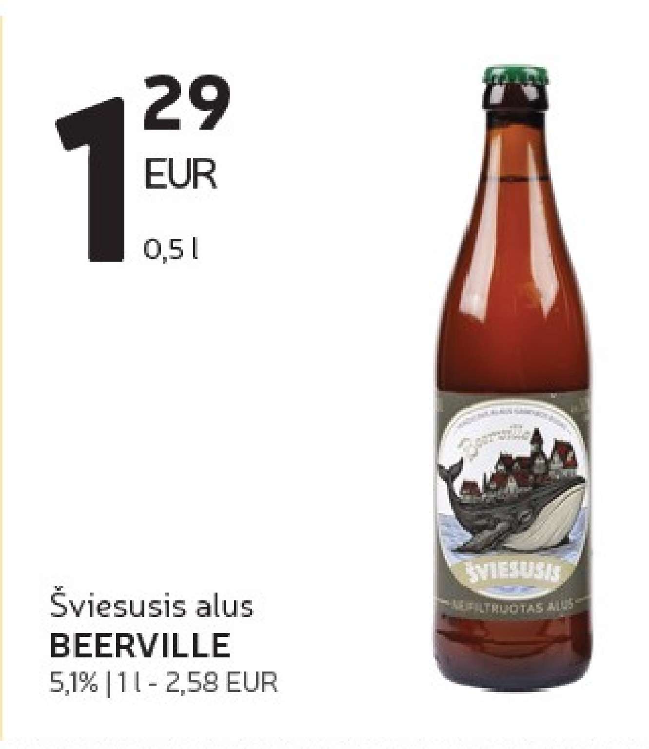 Šviesusis alus BEERVILLE, 0.5 l