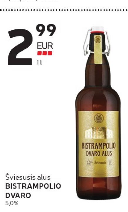 Šviesusis alus BISTRAMPOLIO DVARO, 1 l