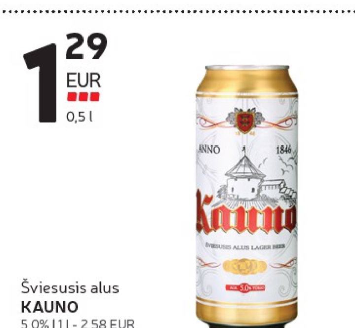 Šviesusis alus KAUNO, 0.5 l
