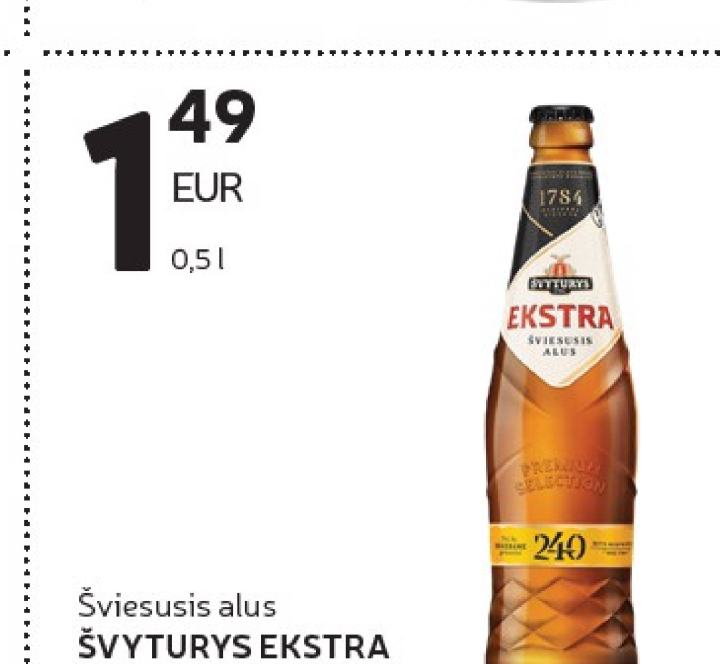 Šviesusis alus ŠVYTURYS EKSTRA, 0.5 l