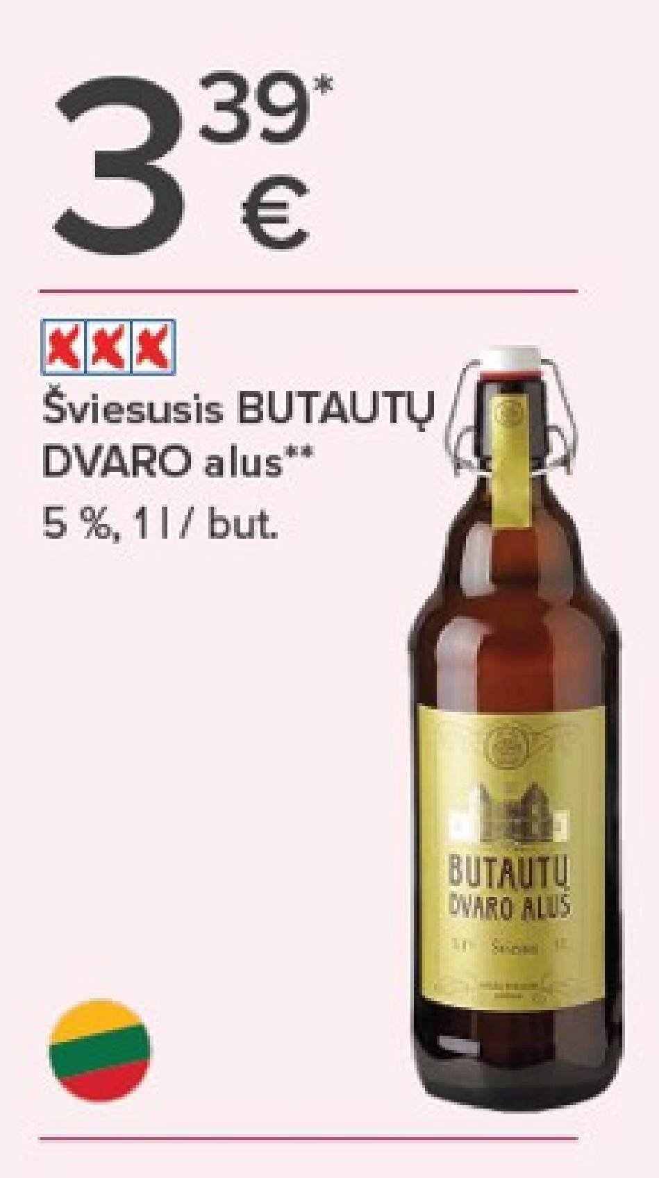Šviesusis BUTAUTŲ DVARO alus, 1 l