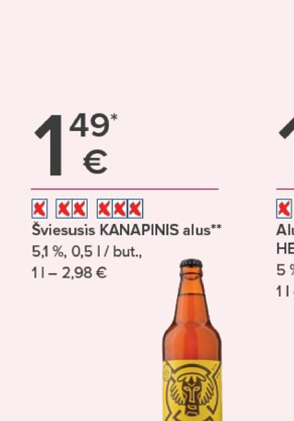 Šviesusis KANAPINIS alus, 0.5 l