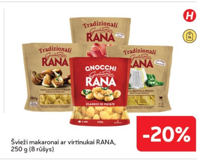 Švieži makaronai ar virtinukai RANA, 250 g