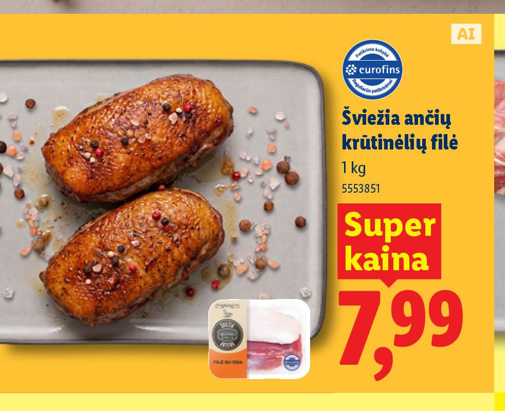 Šviežia ančių krūtinėlių filė, 1 kg