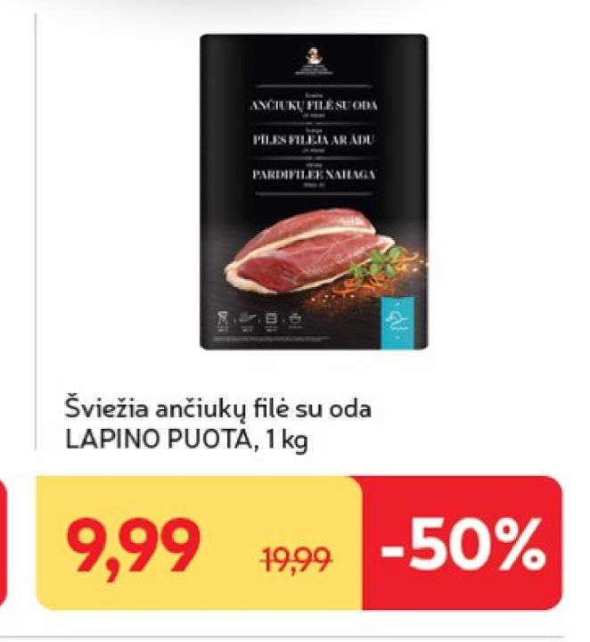 Šviežia ančiukų filė su oda LAPINO PUOTA, 1 kg